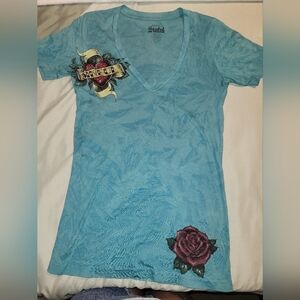 "Sinful" women's medium bedazzled tee